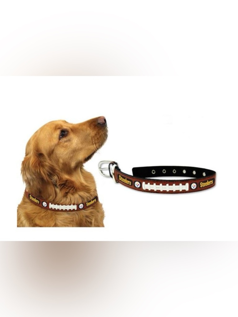 NFL Pittsburgh Steelers Football Leather Pet Collar - Size Small (NWT)